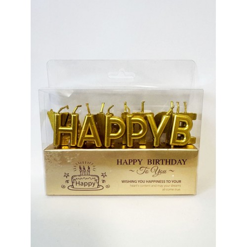 Свечки для торта "Happy Birthday" золото