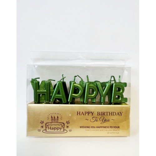 Свечки для торта "Happy Birthday" зеленые