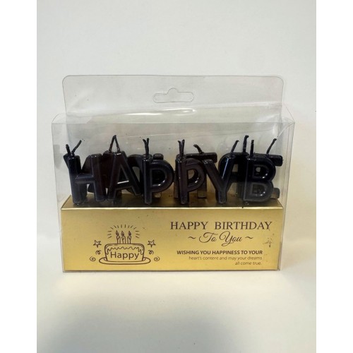 Свечки для торта "Happy Birthday" черные