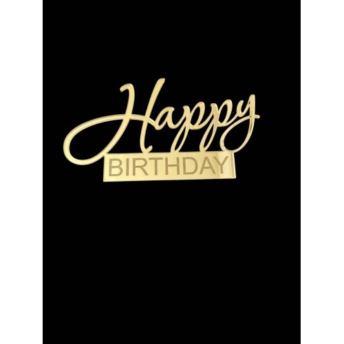 Топер "Happy Birthday" з золотого акрилу 2 мм, 115*60