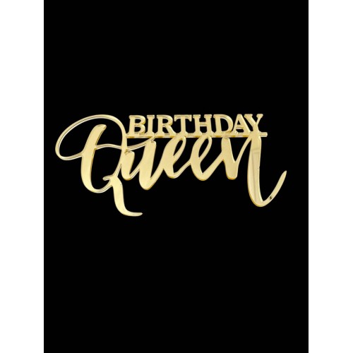 Топер "Birthday Queen" #2 з золотого акрилу 2 мм, 120*55