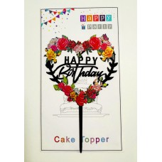 Топпер "Happy birthday” квітковий №9, акриловий пластик, 110*170 Топпер "Happy birthday” квітковий №9, акриловий пластик, 110*170