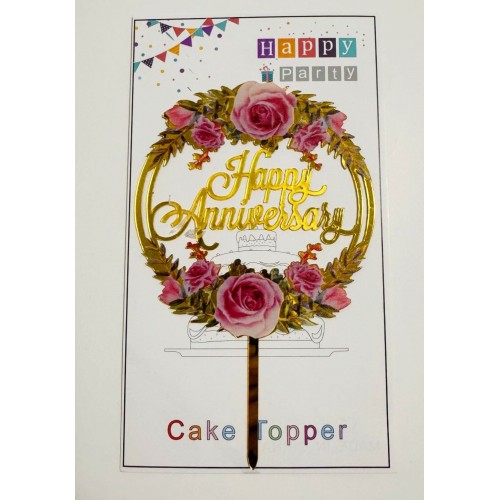 Топпер "Happy birthday” цветочный №10, акриловый пластик, 110*170