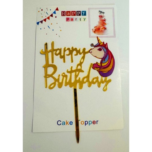 Топпер "Happy birthday” Единорожка №3, акриловый пластик, 110*160
