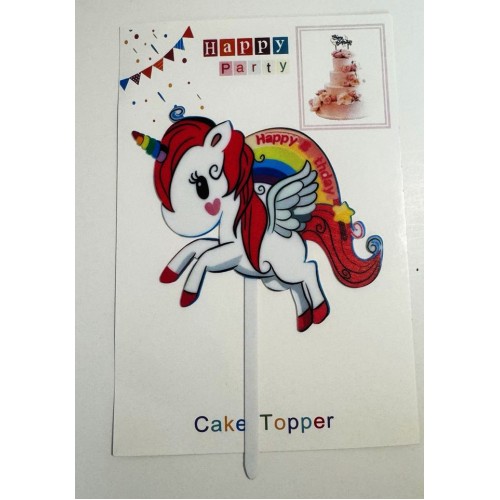 Топпер "Happy birthday” Единорожка №6, акриловый пластик, 110*160