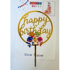 Топпер "Happy birthday” Акулята, акриловый пластик, 110*170 Топпер "Happy birthday” Акулята, акриловый пластик, 110*170