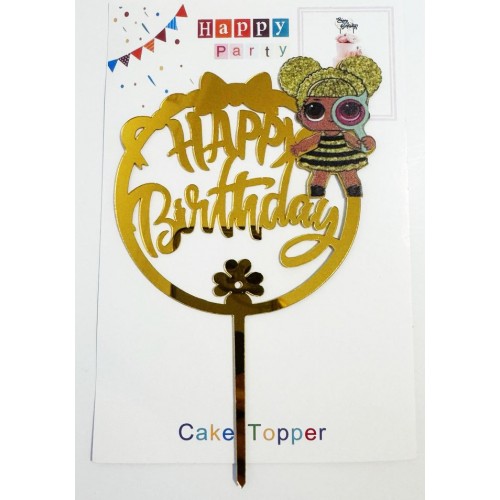 Топпер "Happy birthday” ЛОЛ №1, акриловый пластик, 110*170