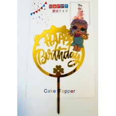 Топпер "Happy birthday” ЛОЛ №2, акриловый пластик, 110*170