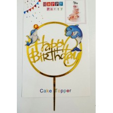 Топпер "Happy birthday” Дельфинчики, акриловый пластик, 110*170 Топпер "Happy birthday” Дельфинчики, акриловый пластик, 110*170