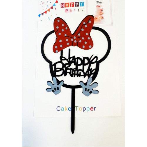 Топпер "Happy birthday” Міккі і Мінні Маус №3, акриловий пластик, 110*170