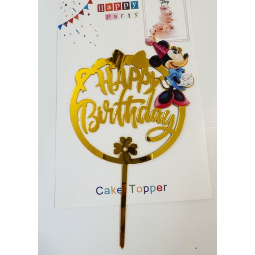 Топпер "Happy birthday” Міккі і Мінні Маус №5, акриловий пластик, 110*170