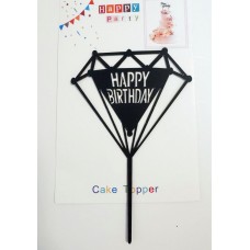 Топпер "Happy birthday” Бриллиант черный, акриловый пластик, 110*170 Топпер "Happy birthday” Бриллиант черный, акриловый пластик, 110*170