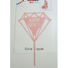 Топпер "Happy birthday” Бриллиант нежно-розовый, акриловый пластик, 110*170 Топпер "Happy birthday” Бриллиант нежно-розовый, акриловый пластик, 110*170