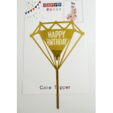 Топпер "Happy birthday” Бриллиант золотой, акриловый пластик, 110*170 Топпер "Happy birthday” Бриллиант золотой, акриловый пластик, 110*170