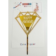 Топпер "Happy birthday” Бриллиант золотой со стразами, акриловый пластик, 110*170 Топпер "Happy birthday” Бриллиант золотой со стразами, акриловый пластик, 110*170