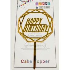 Топпер "Happy birthday” Многогранный со стразами, акриловый пластик, 110*170
