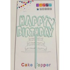 Топпер "Happy birthday” Ніжно-блакитний з серцем, акриловий пластик, 110*160 Топпер "Happy birthday” Ніжно-блакитний з серцем, акриловий пластик, 110*160