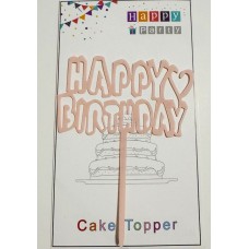 Топпер "Happy birthday” Ніжно-рожевий з серцем, акриловий пластик, 110*160 Топпер "Happy birthday” Ніжно-рожевий з серцем, акриловий пластик, 110*160