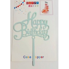 Топпер "Happy birthday” ніжно-блакитний вензель, акриловий пластик, 110*160 Топпер "Happy birthday” ніжно-блакитний вензель, акриловий пластик, 110*160