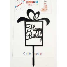 Топпер "Happy birthday” Подарунок чорний, акриловий пластик, 110*160 Топпер "Happy birthday” Подарунок чорний, акриловий пластик, 110*160