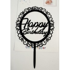 Топпер "Happy birthday” ажур черный, акриловый пластик, 110*160 Топпер "Happy birthday” ажур черный, акриловый пластик, 110*160