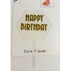 Топпер "Happy birthday” шестигранний прозорий, акриловий пластик, 110*160 Топпер "Happy birthday” шестигранний прозорий, акриловий пластик, 110*160