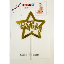 Топпер "Happy birthday” Зірка прозорий, акриловий пластик, 110*160
