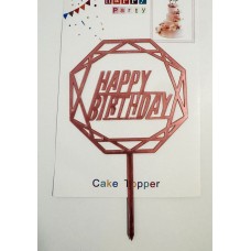 Топпер "Happy birthday” Многогранный розовый, акриловый пластик, 110*160