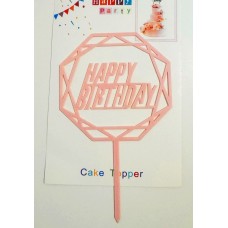 Топпер "Happy birthday” ніжно-рожевий №31, акриловий пластик, 110*160