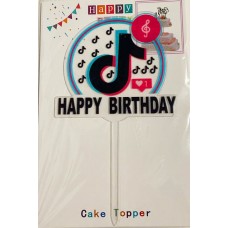 Топпер "Happy birthday” TikTok #3 прозорий, акриловий пластик, 110*160