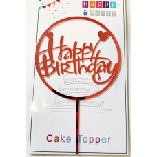 Топпер "Happy birthday” розовый сердечки №164, акриловый пластик, 110*160