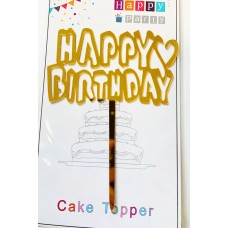 Топпер "Happy birthday” золотой №165, акриловый пластик, 110*160