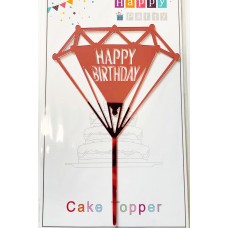 Топпер "Happy birthday” рожевий діамант №166, акриловий пластик, 110*160 Топпер "Happy birthday” рожевий діамант №166, акриловий пластик, 110*160