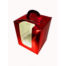 Коробка на 1 капкейк червона з віконцем, 110*90*90