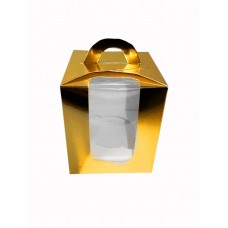Коробка на 1 капкейк золота з віконцем, 110*90*90