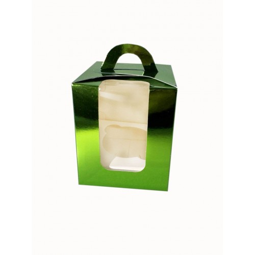 Коробка на 1 капкейк зелена з віконцем, 110*90*90