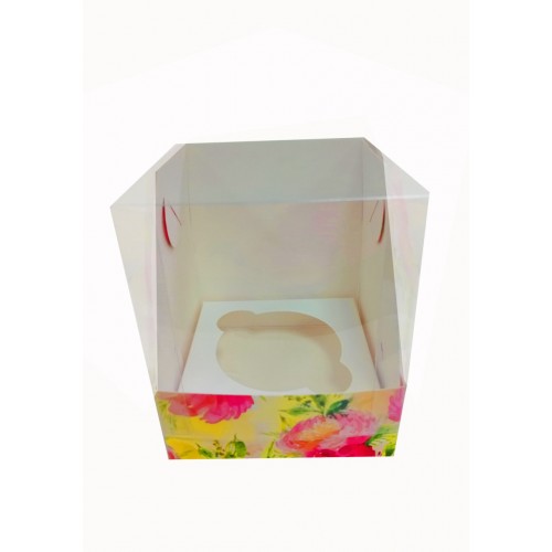 Коробка-акваріум на 1 капкейк квіткова, 110*90*90