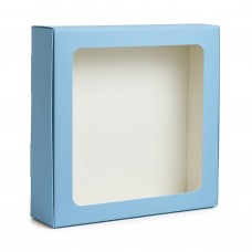 Коробка для 24 макаронс з віконцем блакитна, 200*200*50