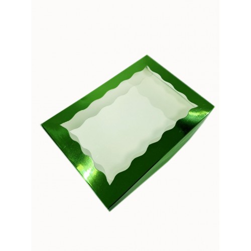 Коробка для пряників  з фігурним віконцем "Зелена", 220*150*30