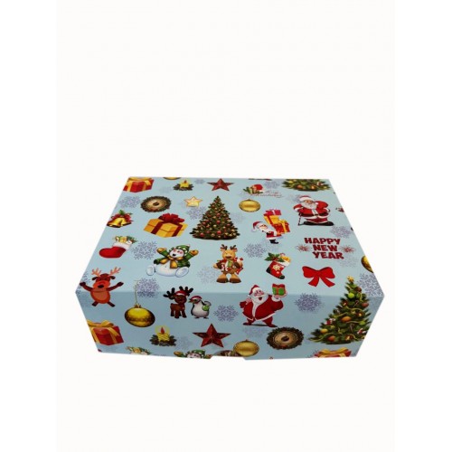 Коробка "Новорічна" блакитна без вікна, 240*180*90