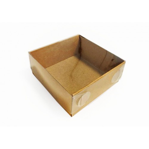 Коробка для пряників, сувенірів, мила з прозорою кришкою, крафт, 70*70*30 Коробка для пряників, сувенірів, мила з прозорою кришкою, крафт, 70*70*30