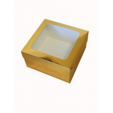 Коробка з вікном "Золото" для бенто-тортів, кексів, 160*160*90мм Коробка з вікном "Золото" для бенто-тортів, кексів, 160*160*90мм