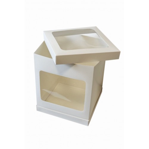 Коробка для торта з вікном і прозорою кришкою з трьох частин, 250*250*300 Коробка для торта з вікном і прозорою кришкою з трьох частин, 250*250*300