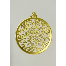 Золота акрилова прикраса на ялинку "Золоті візерунки", 80*70мм