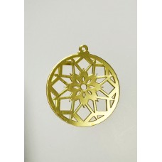 Золота акрилова прикраса на ялинку "Сніжинка 7", 80*70мм