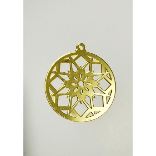 Золота акрилова прикраса на ялинку "Сніжинка 7", 80*70мм