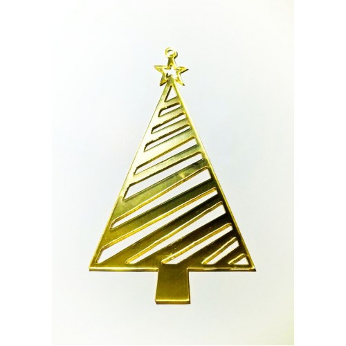 Золотое акриловое украшение на елку "Ёлочка 2", 100*70мм