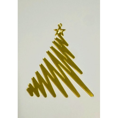Золотое акриловое украшение на елку "Ёлочка 3", 100*70мм