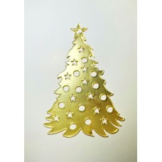 Золотое акриловое украшение на елку "Ёлочка 4", 100*70мм