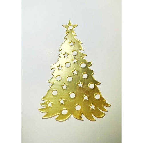 Золотое акриловое украшение на елку "Ёлочка 4", 100*70мм